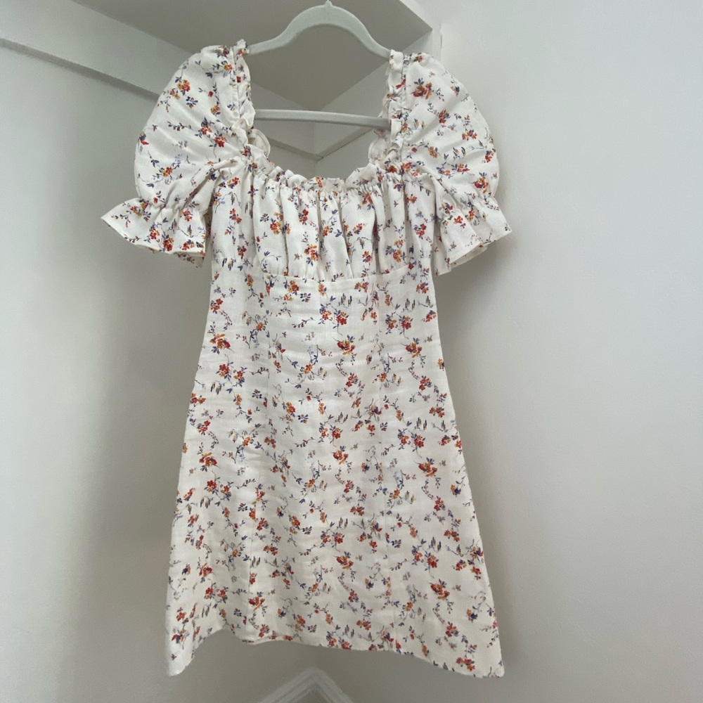 Reformation Floral Short Sleeve Mini Dress